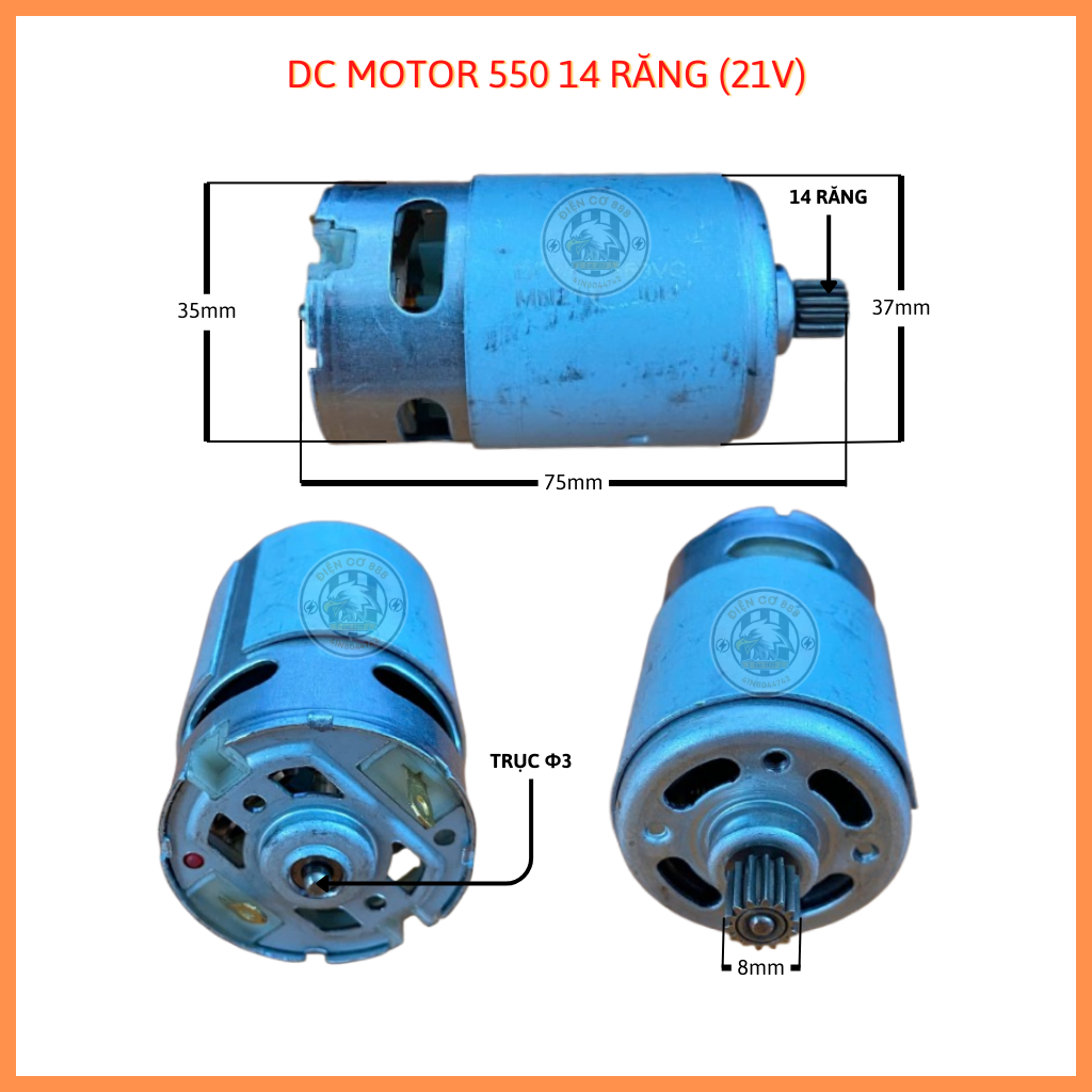 DC Motor 550 21V 14 Răng (Dùng cho máy cưa xích)