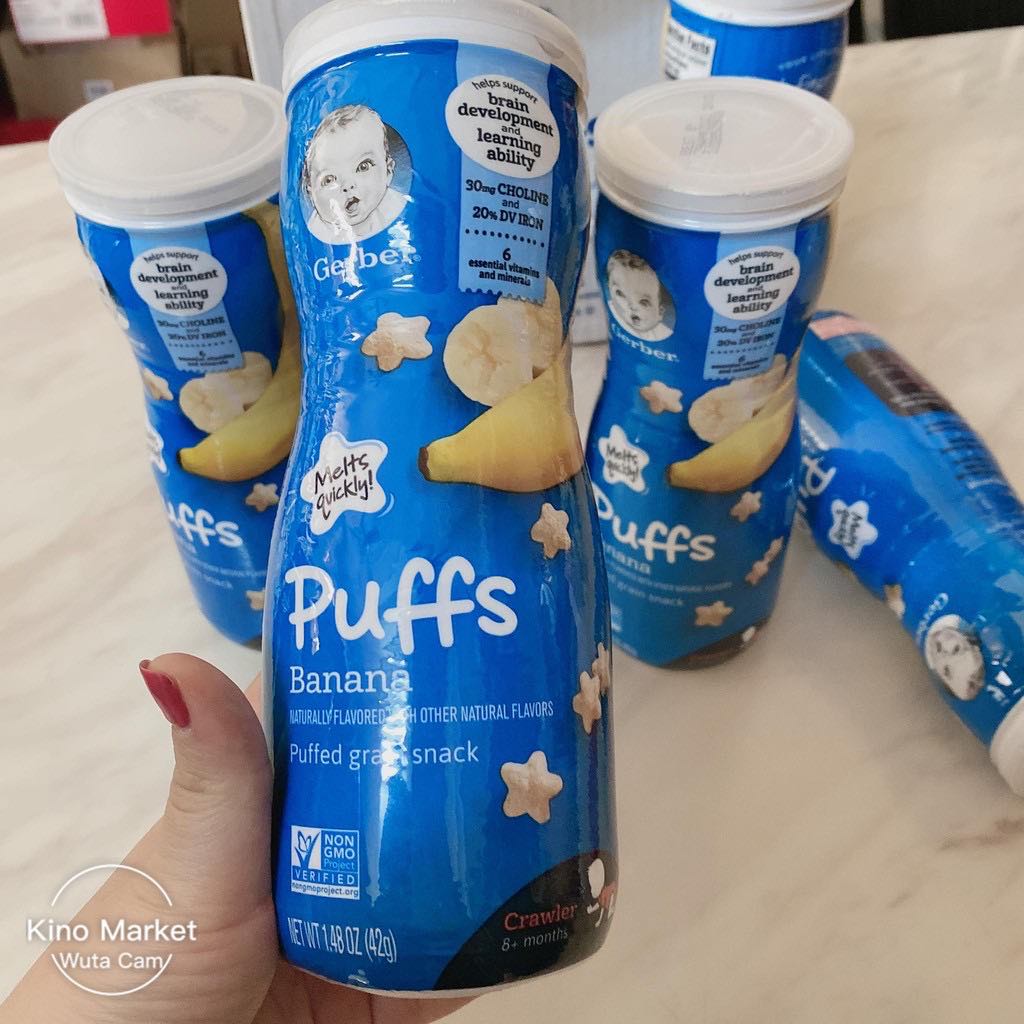 [HCM]Bánh ăn dặm Gerber Puffs ngôi sao cho bé từ 8 tháng đủ vị [Hàng Usa – Bill Air]