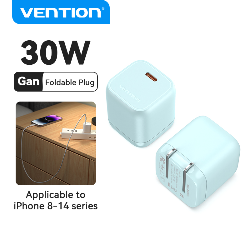 Vention PD 30W GaN Charger for iPhone 14 13 Pro max iPad Pro iPad mini Fast Charging Foldable Type C