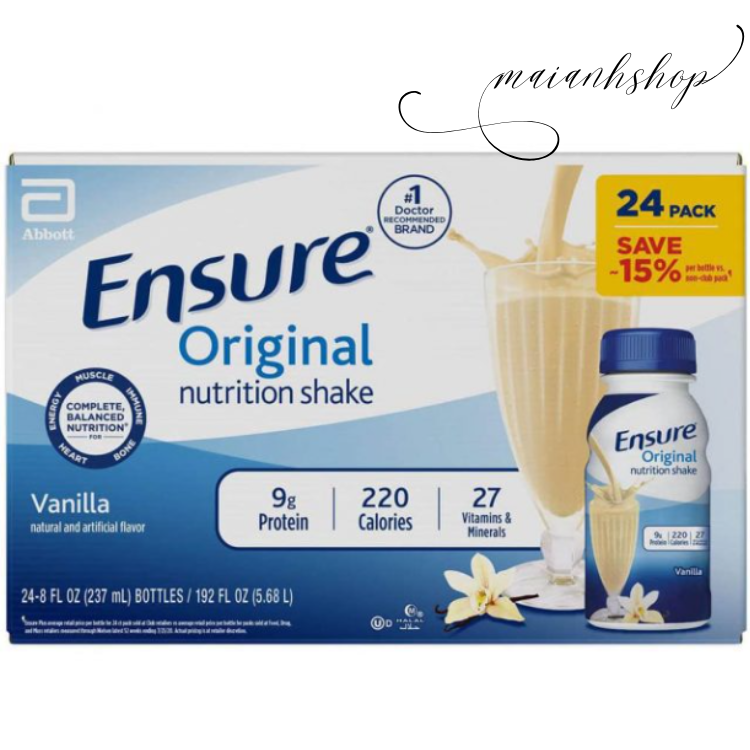 Thùng sữa nước Ensure Original 237ml Mỹ loại 16 chai 24 chai 30 chai mẫu mới nhất - Date xa