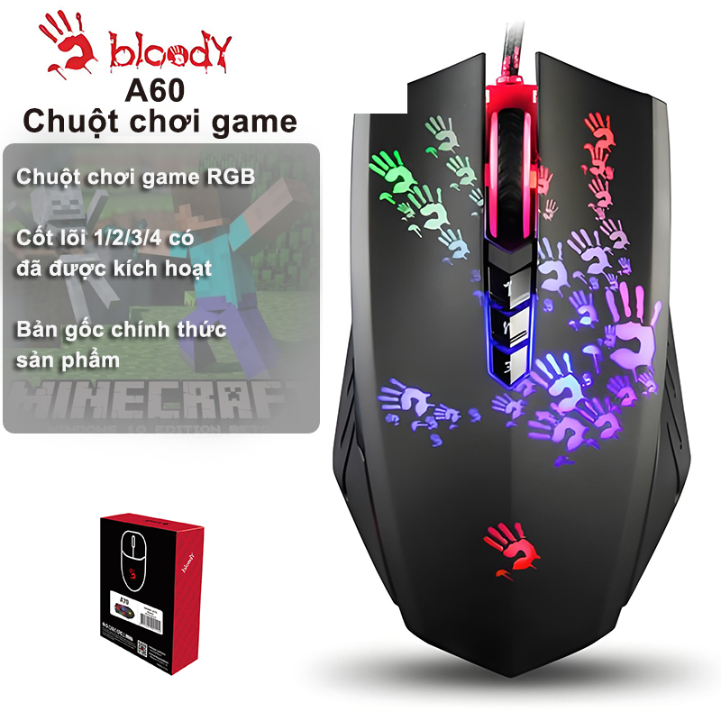 Bloody A4tech Chuột chơi game tấn công ánh sáng Đẫm Máu A60 8 nút Macro công cụ chơi game BC3332-A 6