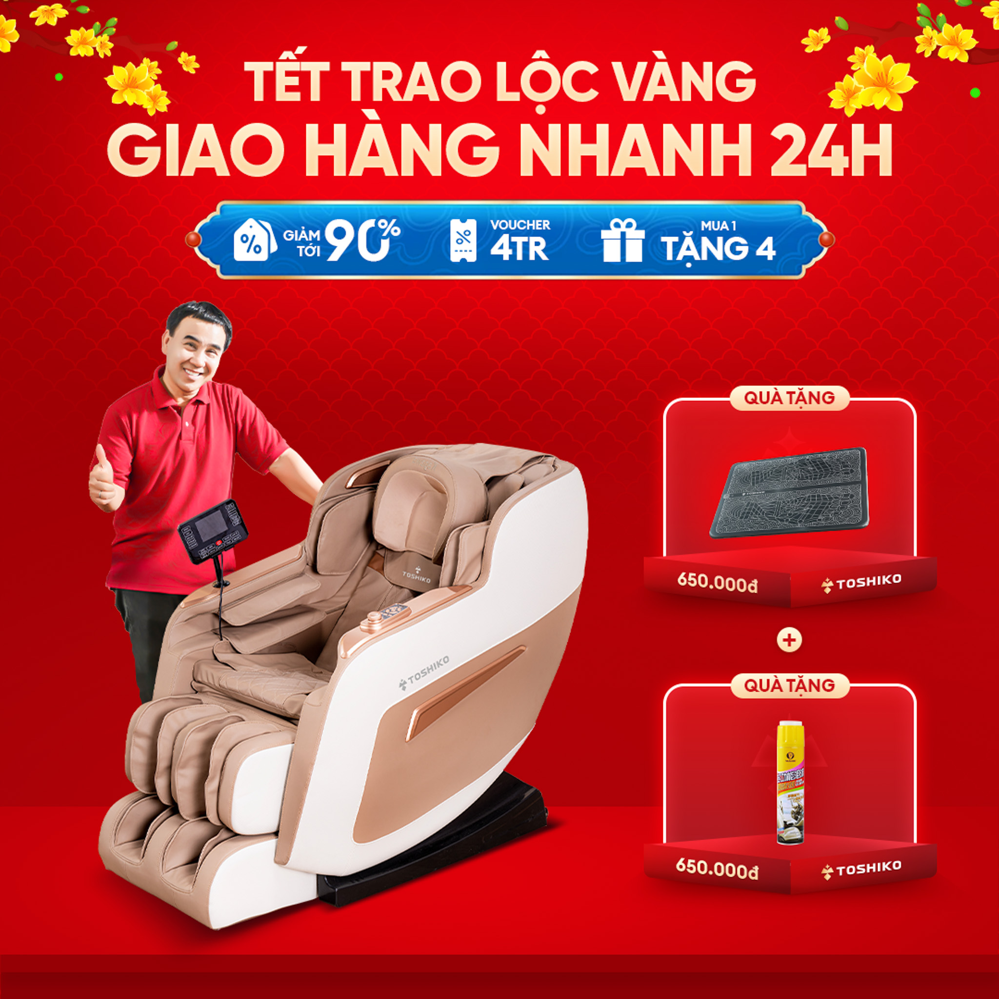 Ghế Massage Toàn Thân Đa Năng Cao Cấp Toshiko T81 Con lăn massage chuyên sâu cổ vai gáy tổ hợp 15 bà