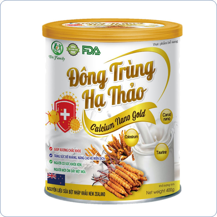 Sữa Bột Đông Trùng Hạ Thảo Calcium Nano Gold - Giúp Tăng Sức Đề Kháng Nâng Cao Miễn Dịch Giúp Xương Răng Chăc Khỏe Ăn