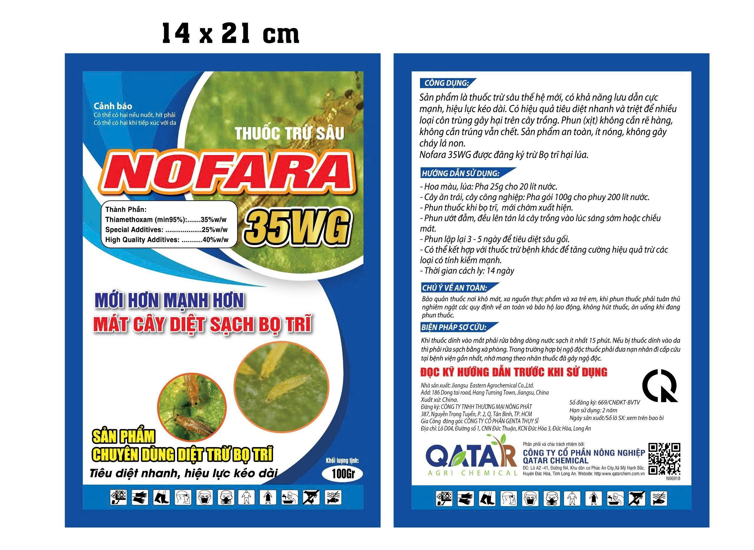 Thuốc trừ sâu NOFARA 35WG Mát cây Diệt sạch Bọ Trĩ - Gói 100g