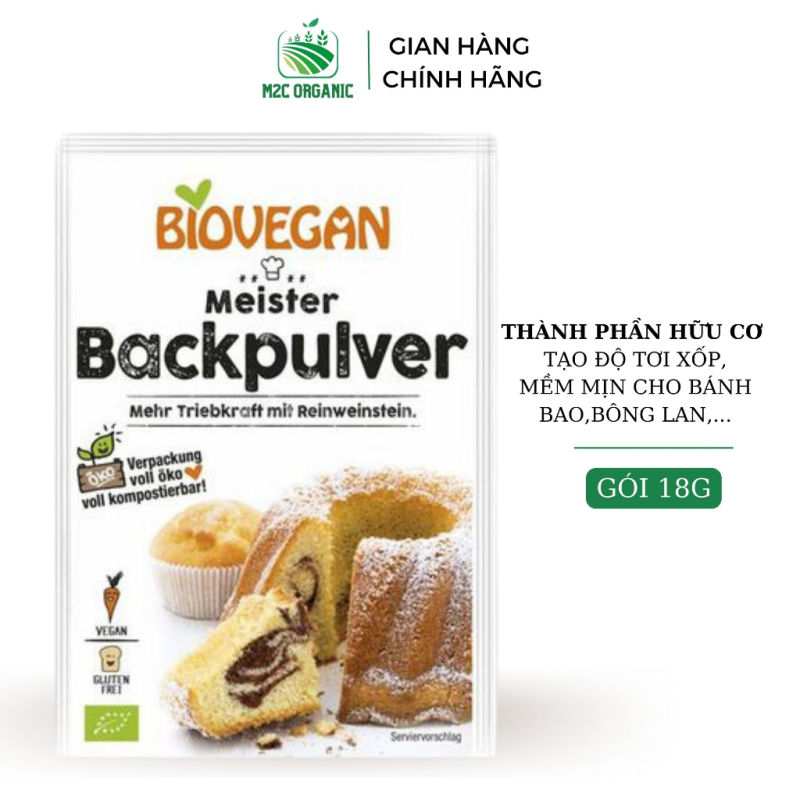 Bột nởbaking powder hữu cơ cao cấp Biovegan 17g tạo độ tơi xốp cho bánh dùng cho bánh baobông lan