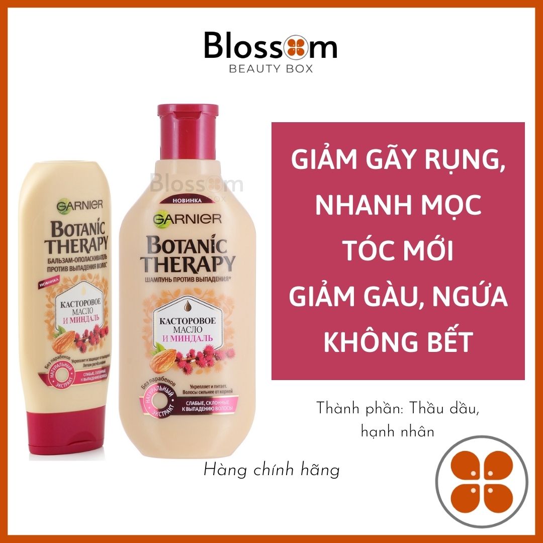 Dầu Gội Giúp Nhanh Mọc Tóc Giảm Gàu Garnier Botanic Therapy Dầu Thầu Dầu Castor Oil & Hạnh Nhân