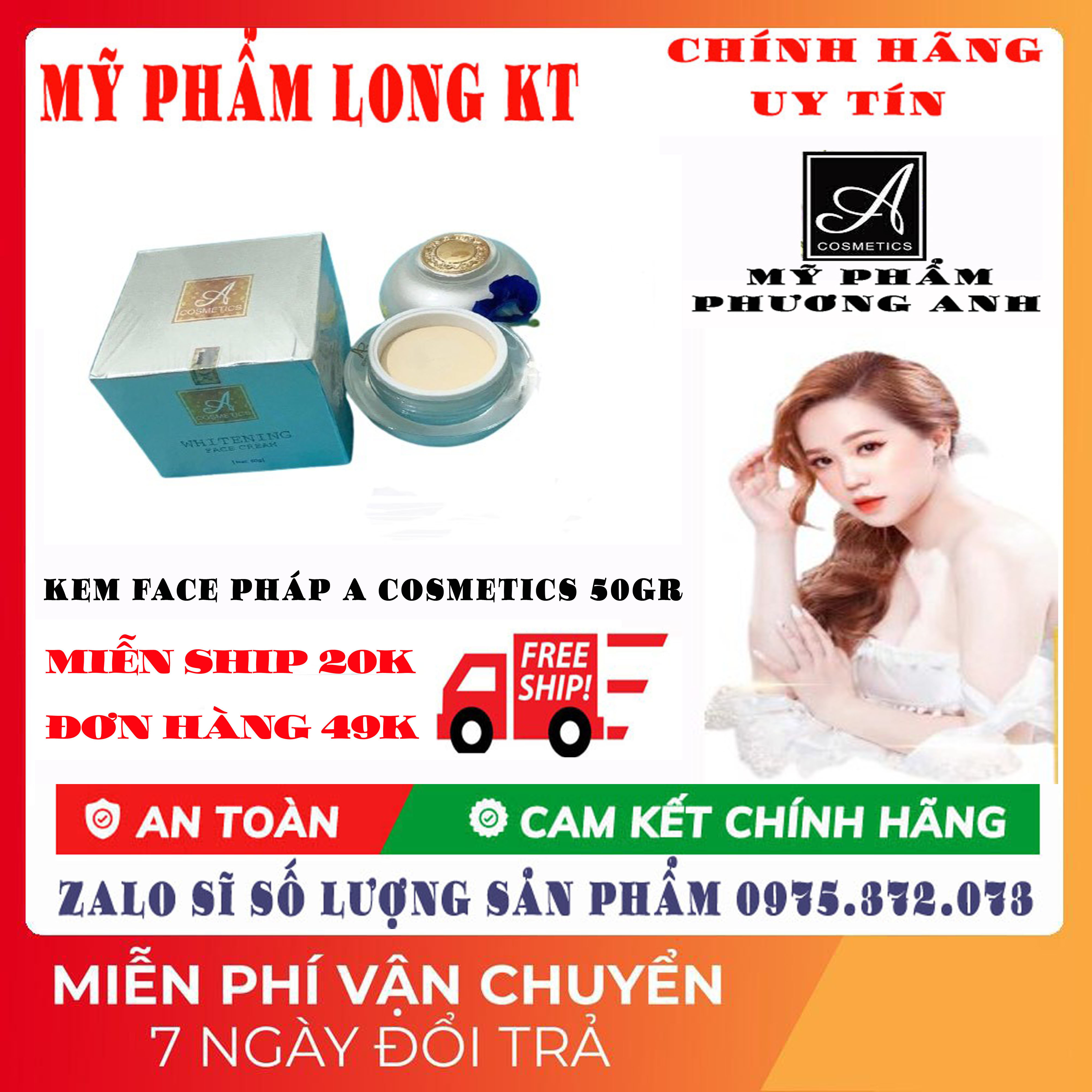 [Miễn Ship 20K - Hàng Chính Hãng - Giá Sĩ ] Kem Face Pháp Mềm A Phương Anh - Kem Face Pháp Acosmetics Mẫu Mới Giúp Da Bạn Hồng Hào Trắng Mịn Se Khít Lỗ Chân Lông Mờ Vết Thâm Trừ Mụn Cám Mụn Dưới Da Ngừa Lão Hóa Hộp 50Gr