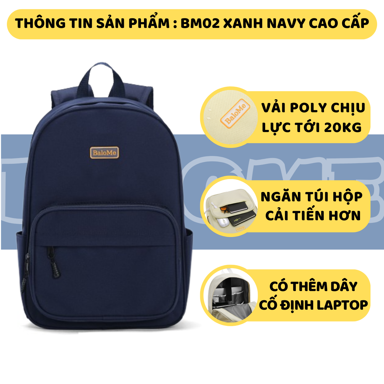 Balo Nam Nữ Thương Hiệu BaloMe Kiểu Dáng Basic Đi Học Đi Chơi Mã BM02