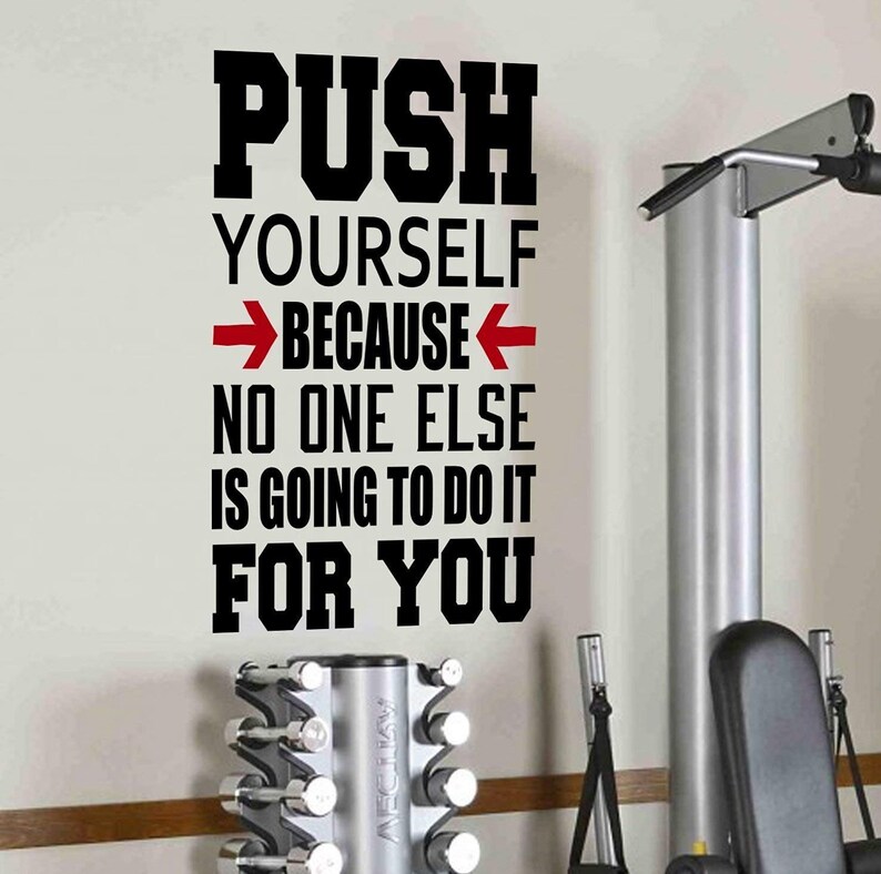 Decal Tiếng Anh Tạo Động Lực "PUSH YOURSELF" Dán Trang Trí Văn Phòng Gym Bàn Làm Việc (60 x 100cm) - AmyShop