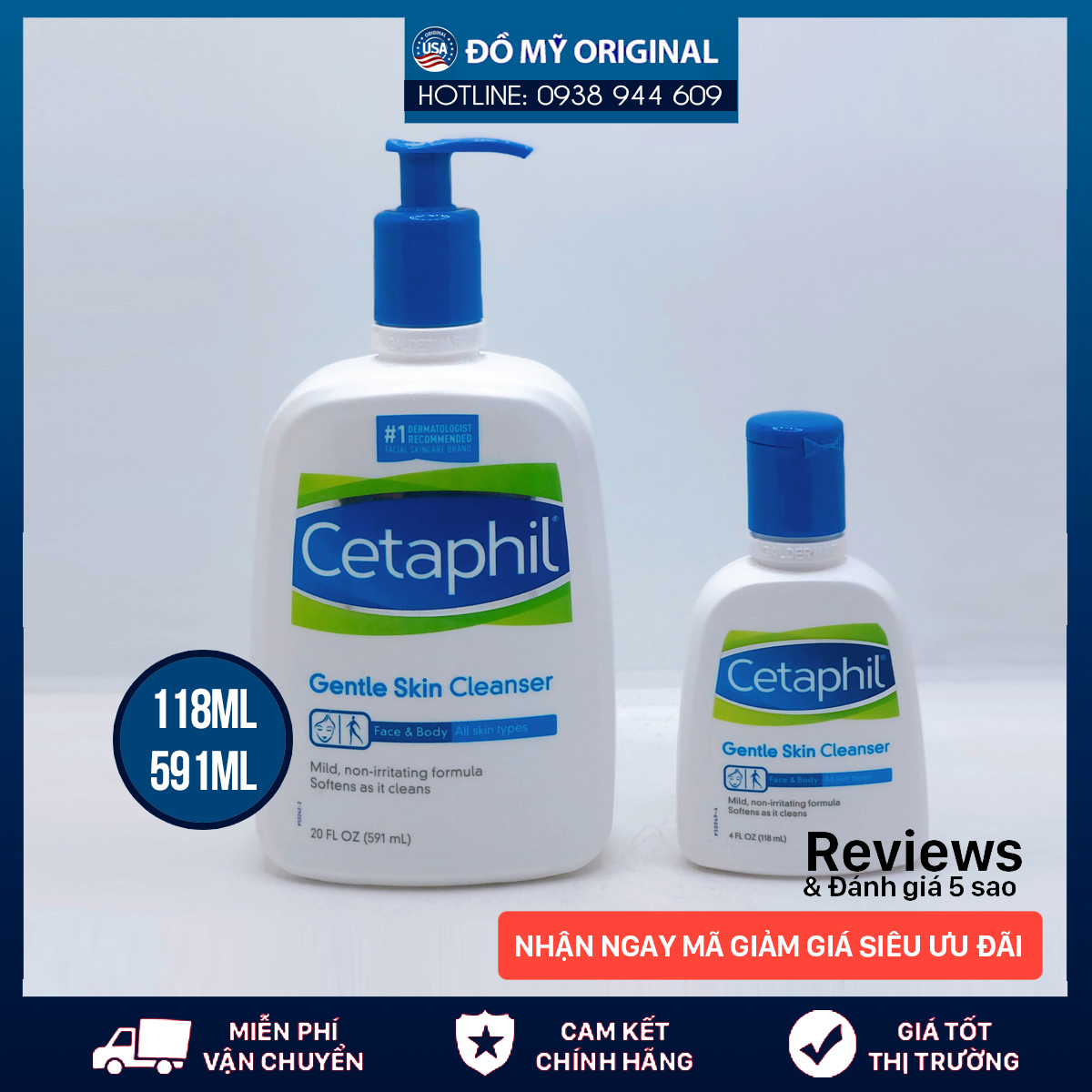 [HCM]Sữa rửa mặt Cetaphil 591ml Gentle Skin Cleanser Nhập Mỹ Tẩy Sạch Chất Nhờn Và Bụi Bẩn Giúp Mềm Mại Mịn Màng Và Khỏe Mạnh