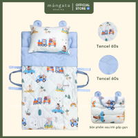 [ĐỆM CHẦN CỐ ĐỊNH] Bộ chăn gối cho bé mầm non gấp gọn 5 trong 1 Mangata Bedding size 70x120cm 70x140cm chăn nệm cho bé mẫu giáo tiểu học