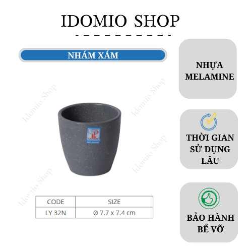 Ly Nhựa Melamine Lùn Nhám Xám- LY32NX