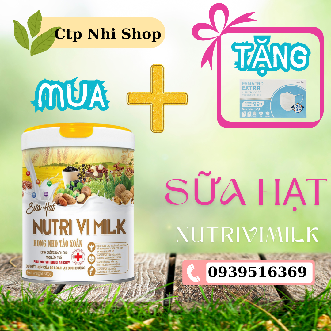 Sữa Hạt Nutri Vi Milk rong nho tảo xoắn sự kết hợp của 19 loại hạt dinh dưỡng 900g (QUÀ TẶNG KÈM)