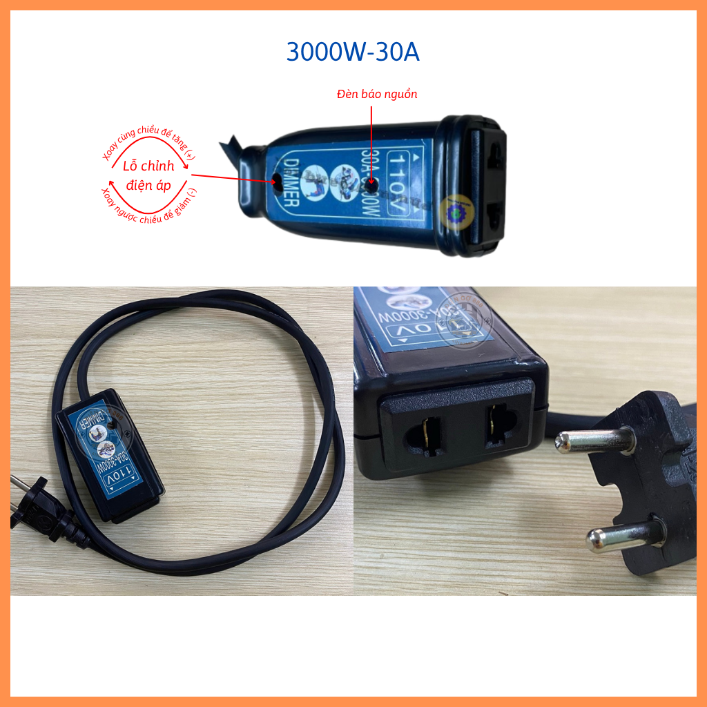 Dimmer - Ổ đổi chuyển điện 220V sang 110V dùng cho máy dụng cụ điện cơ cầm tay (Có 2 loại 30A và 40A