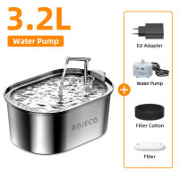 ROJECO 3.2L Cat Drinking Fountain Automatic Stainless Steel Pet Fountains Water Dispenser Ultra Quiet Pump Water Foutain for Multiple Pets
