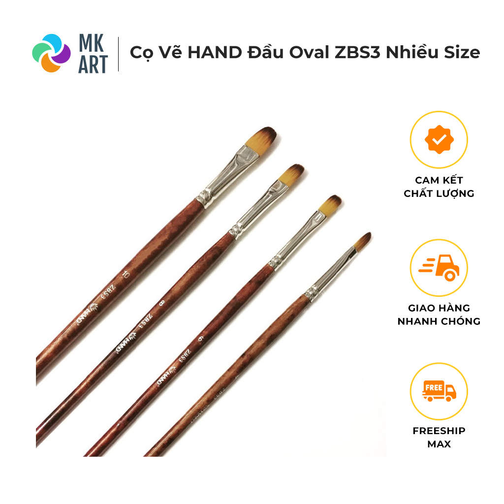 Cọ Vẽ HAND Đầu Oval ZBS3 nhiều size