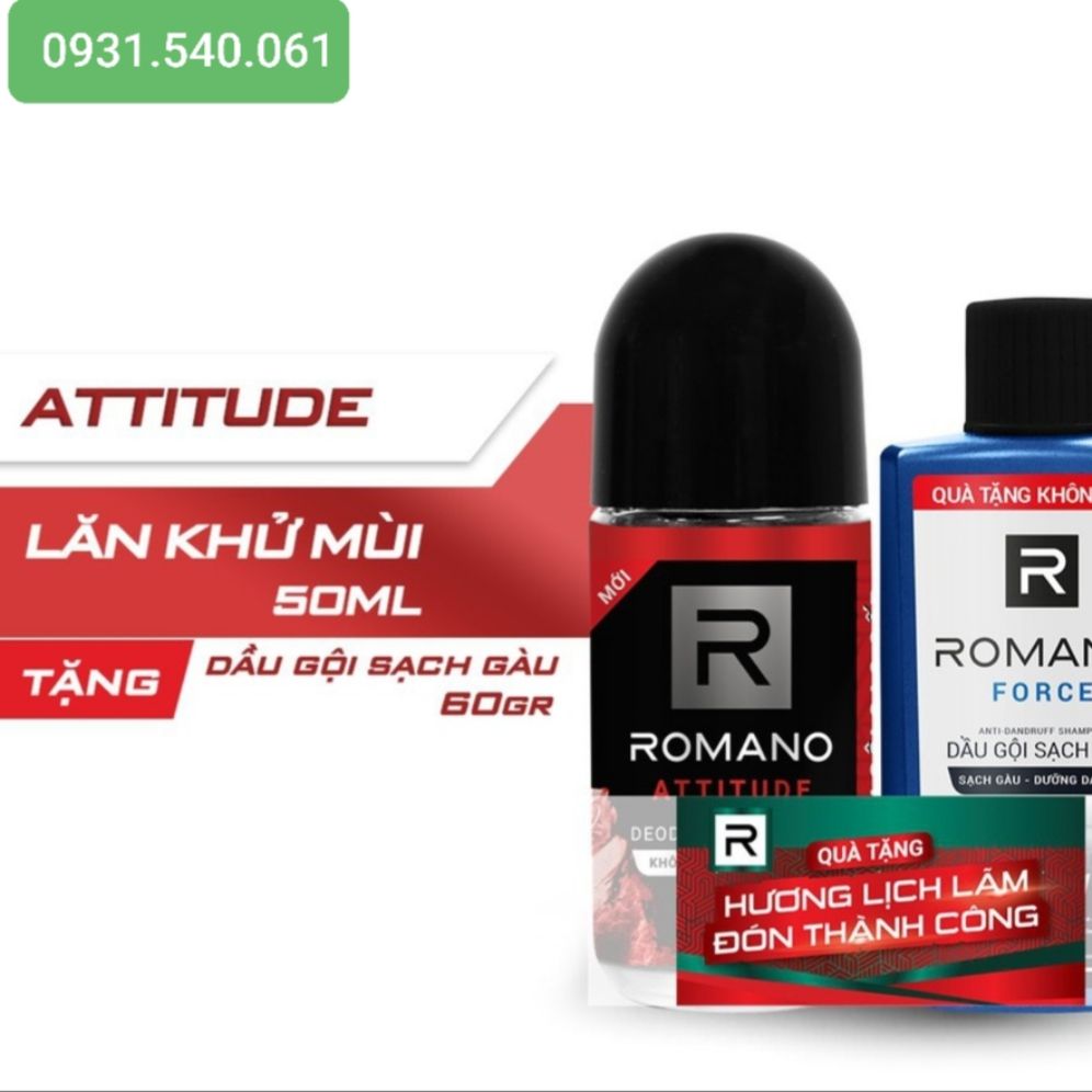 [Hcm]Romano Lăn Khử Mùi 50Ml Kèm Chai Tắm 60G