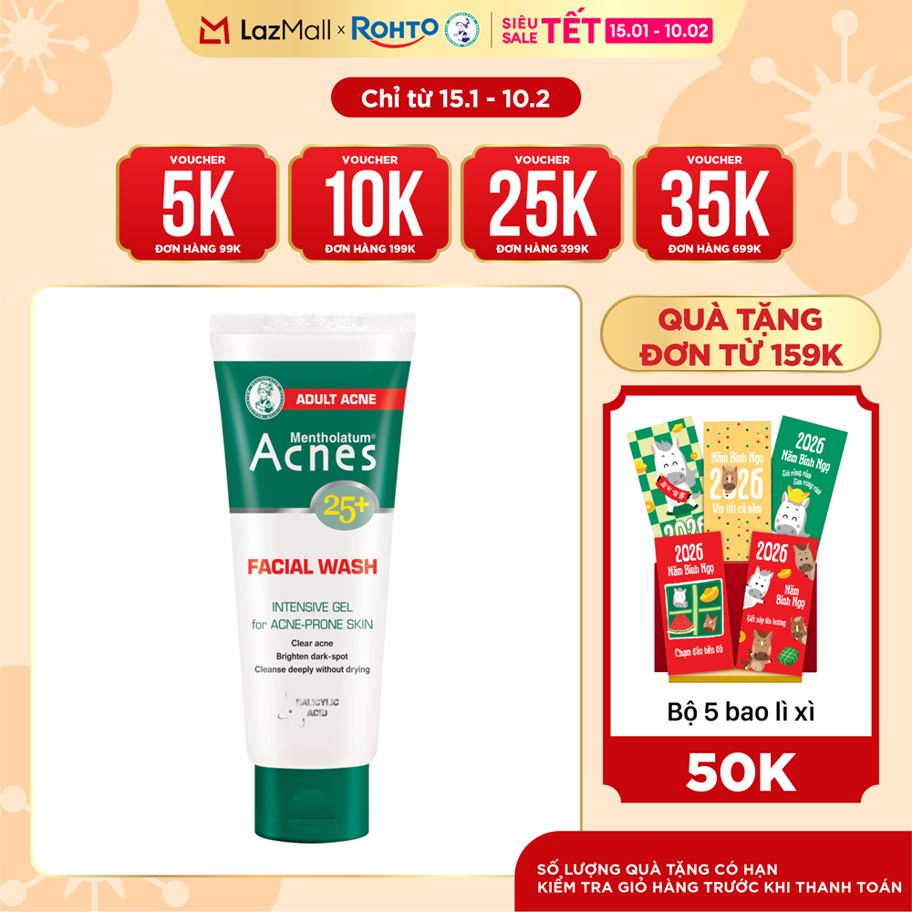 Sữa rửa mặt ngăn ngừa mụn dạng gel Acnes 25+ Facial Wash 100g
