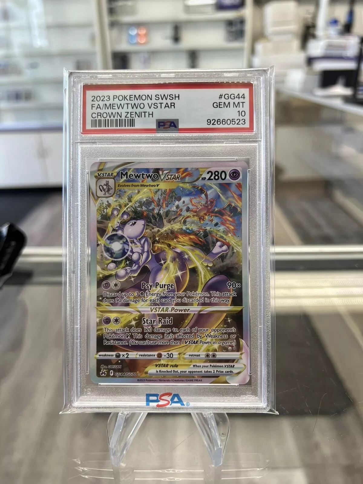 Thẻ PSA 10 Gent Mint Pokemon TCG Mewtwo V Star GG44/GG70 Crown Zenith FA Holo Rare 1459 d57 1-64