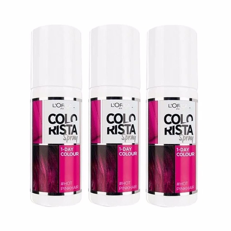 Combo 3 Chai Xịt Nhuộm Tóc Tạm Thời Loreal Paris Colorista Hot Pink Lavender 75Ml