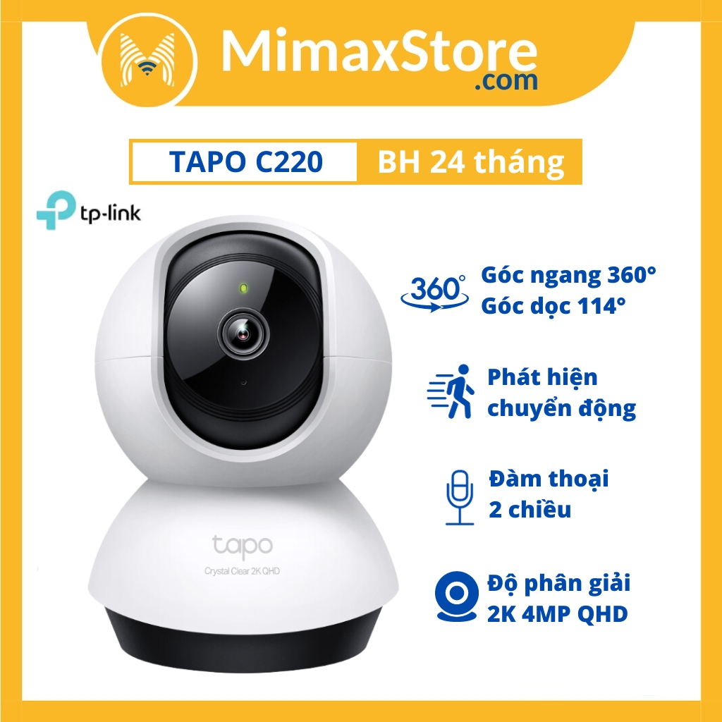Camera IP Wifi 360° hồng ngoại 4MP TP-Link Tapo C220