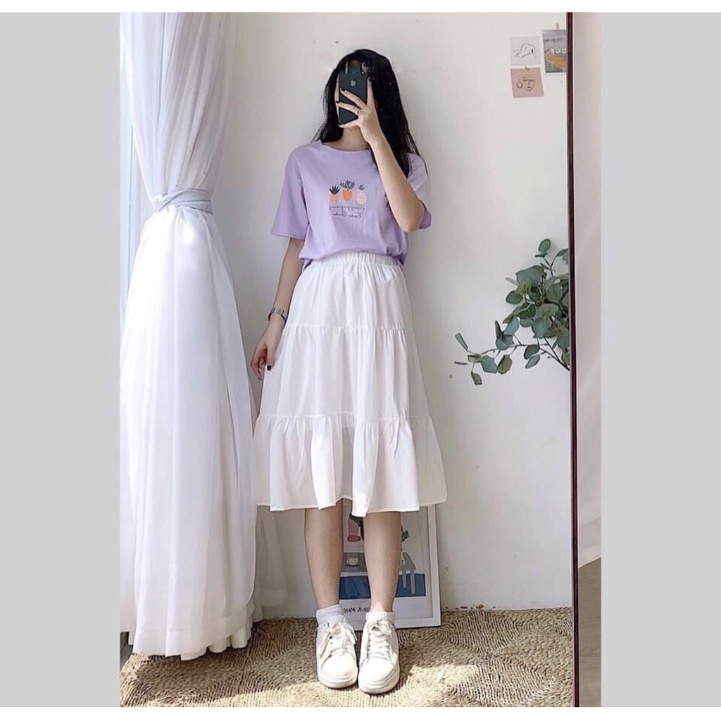 HÀNG SẴN) Set chân váy trắng MORAN xòe dài + Áo cộc tay màu đen style  vintage điệu đà Hàn Quốc (hàng loại 1) | Shopee Việt Nam