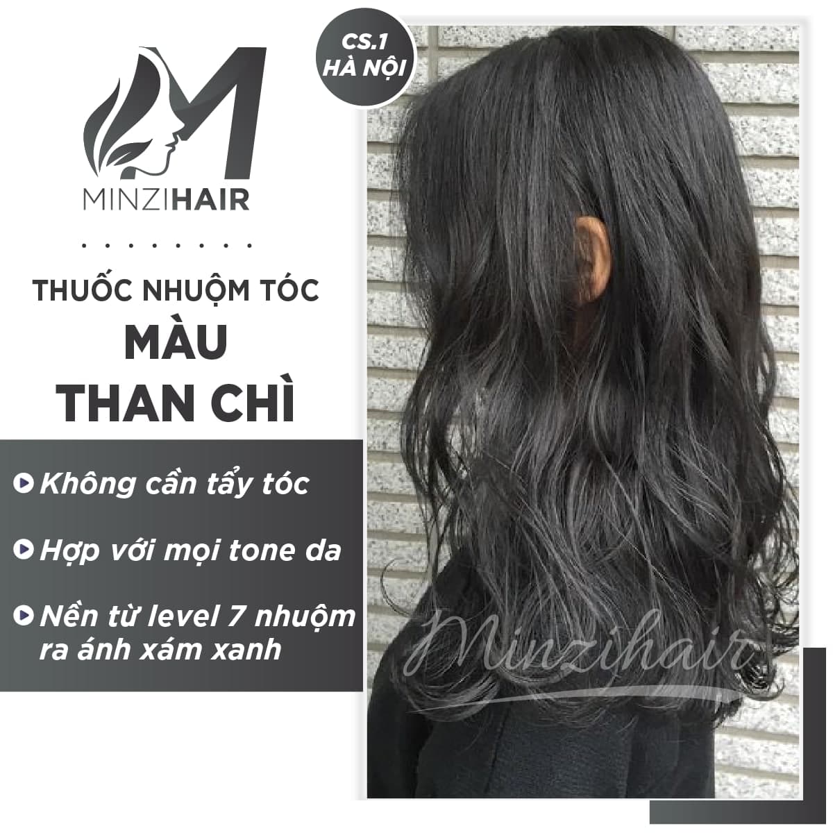 [Best Seller]Thuốc Nhuộm Tóc Màu Than Chì – Tặng Ngay Trợ Dưỡng – Không Tẩy Tóc