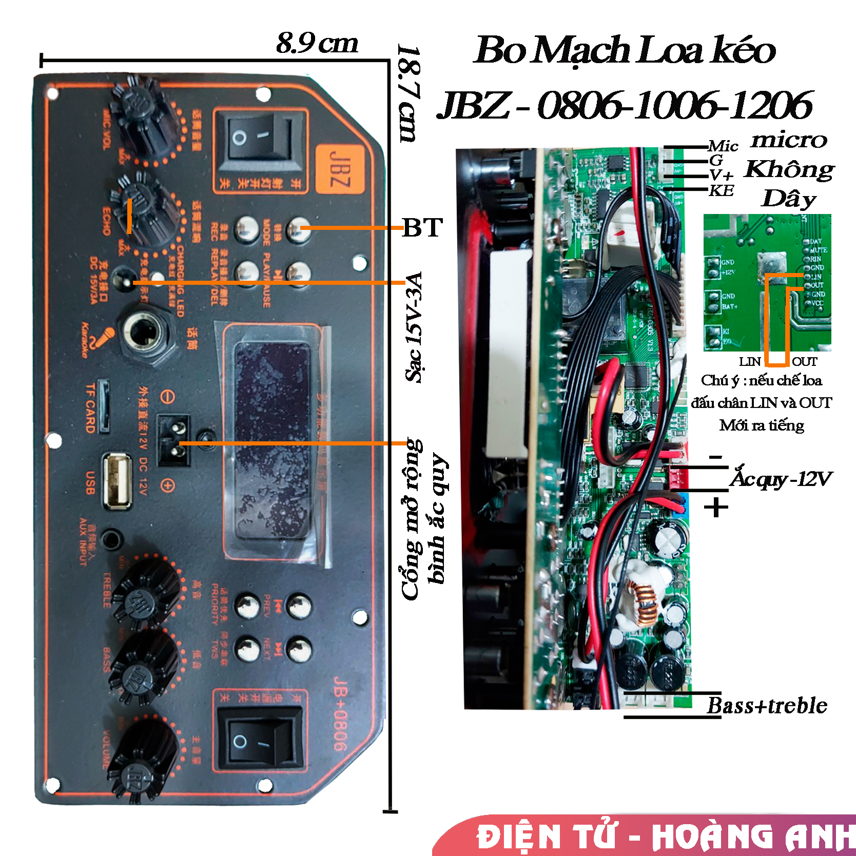 Bo mạch loa keo JBZ 0806 - 1006 - 1206 -  hàng chính hãng jbz ZL- 08.58.58.95.95