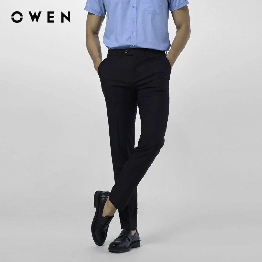 OWEN - Quần tây Slim Fit QS231508R1 màu Đen chất liệu Nano