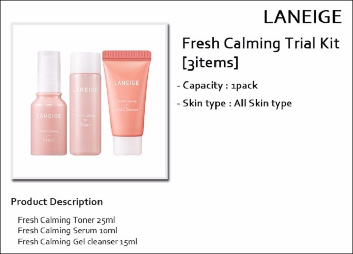 Bộ Dưỡng Ẩm Và Trắng Sáng Da Hoa Hồng Laneige Fresh Calming Trial Kit 3 Item [ Chính Hãng ]