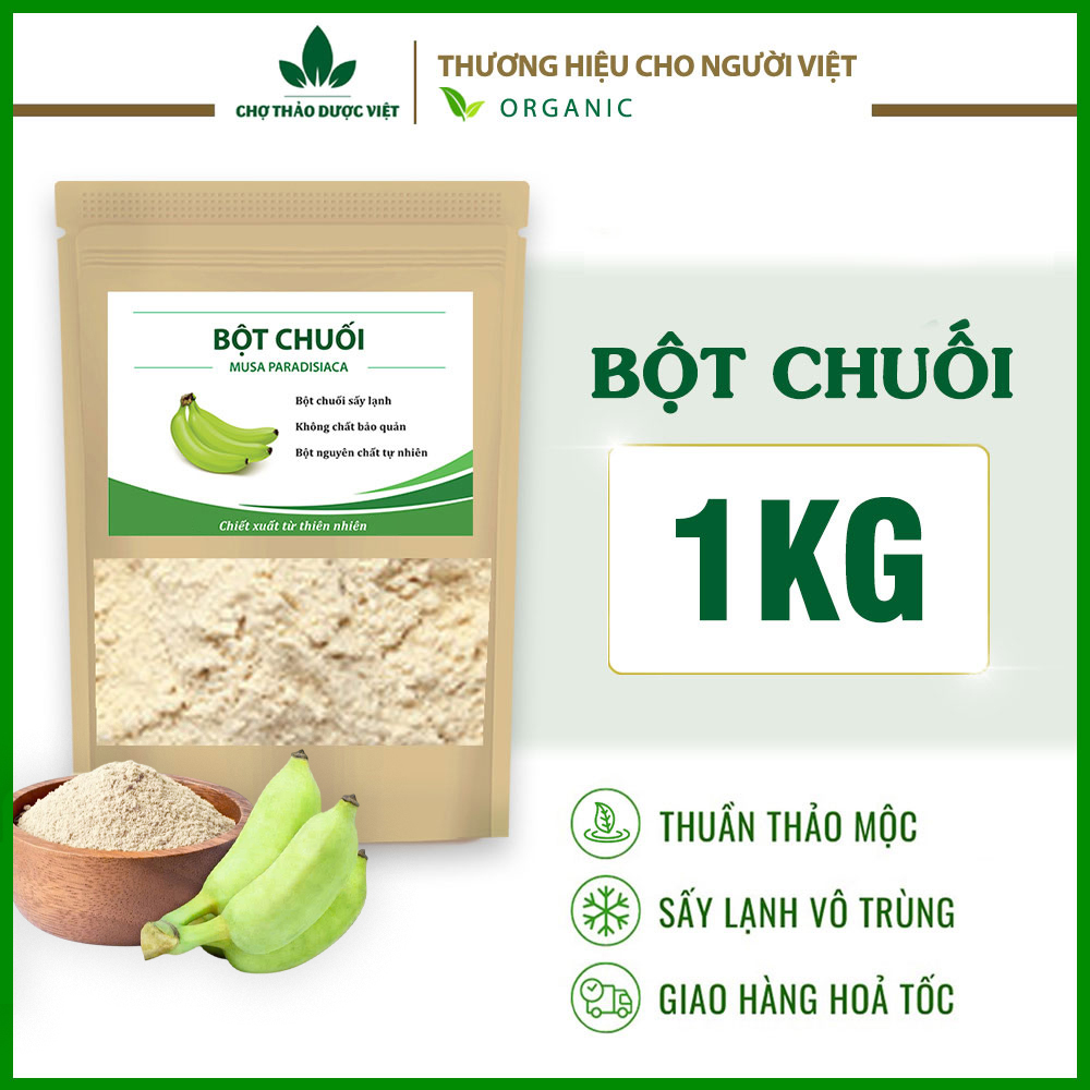 Bột chuối xanh 1kg bột chuối tiêu xanh nguyên chất hỗ trợ giảm đau dạ dày tốt cho tiêu hóa