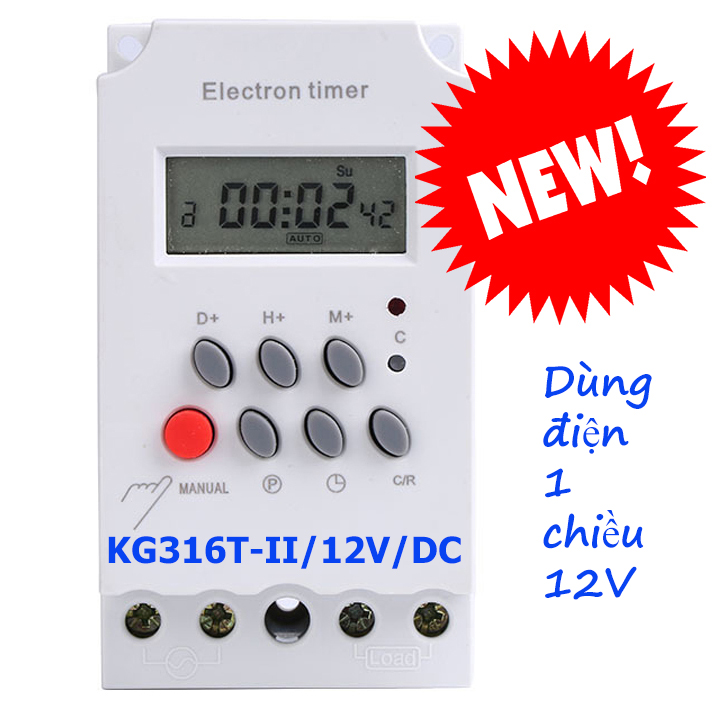 Bộ công tắc hẹn giờ 12V 24v Kg316T-II/25A- timer hẹn giờ 12V-24v công tắc hẹn giờ thông minh