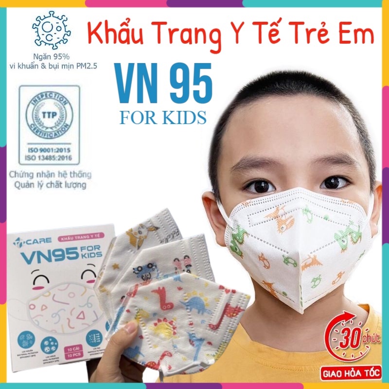 COMBO 3 HỘP 30 CÁI VN95 EM BÉ3-12 TUỔI kháng khuẩn chống tia UV NHIỀU HỌA TIẾT