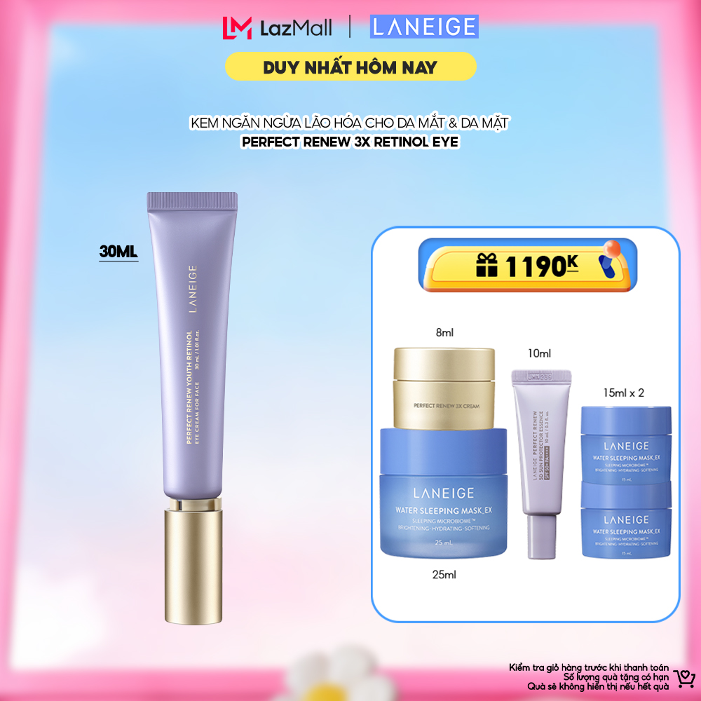 Kem ngăn ngừa lão hóa chứa Retinol cho da mắt và da mặt LANEIGE Perfect Renew Youth Retinol Eye Crea