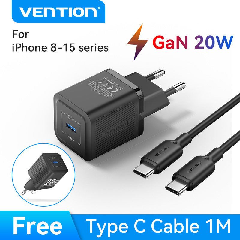 Vention Củ Sạc GaN 20W PD - Sạc Nhanh Siêu Tốc Cho iPhone Samsung - Công Nghệ GaN Tiên Tiến - Đầu Cắ