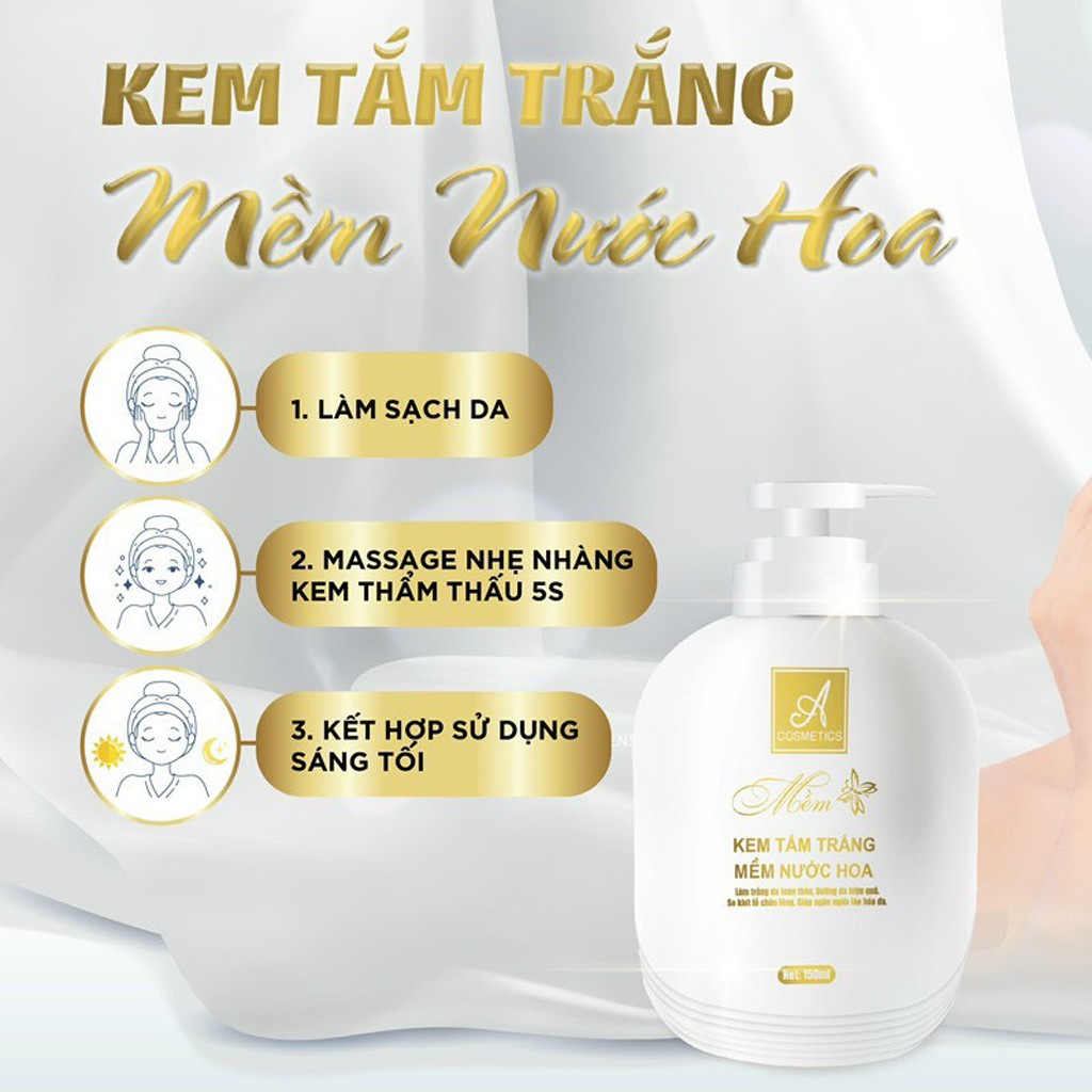 ( Hộp 150 Ml ) Kem Tắm Trắng Mềm Nước Hoa Làm Trăng Da Toàn Thân - Dưỡng Da - Se Khít Chân Lông - Dưỡng Da - Chính Hãng A Cosmetics Phương Anh - Shop Mỹ Phẩm Trường Anh