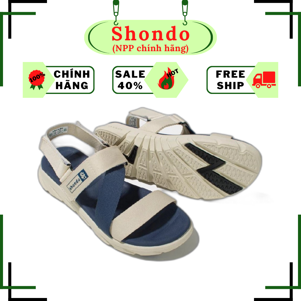 [SALE 50%] Giày Sandals Nam Nữ SHONDO F6 SPORT F6S2525 KEM PHỐI XANH SANDAL đi học đi chơi thường ng