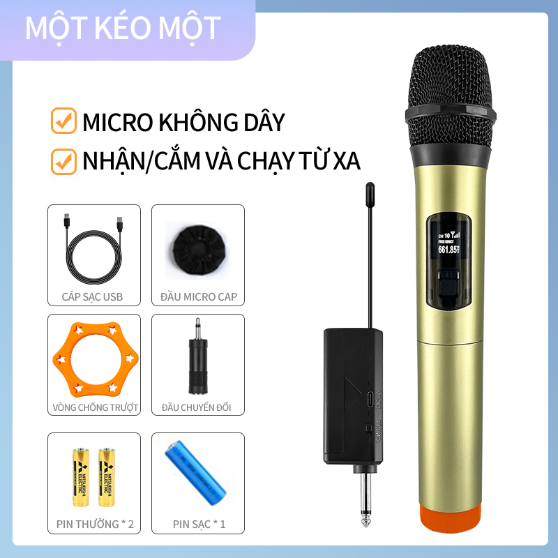 Bộ 2 Micro Không Dây Đa Năng Ouileyr BT-238T/BT-238G/BT-238 - Hút Âm Tốt, Hạn Chế Hú Rít, Màn Hình L