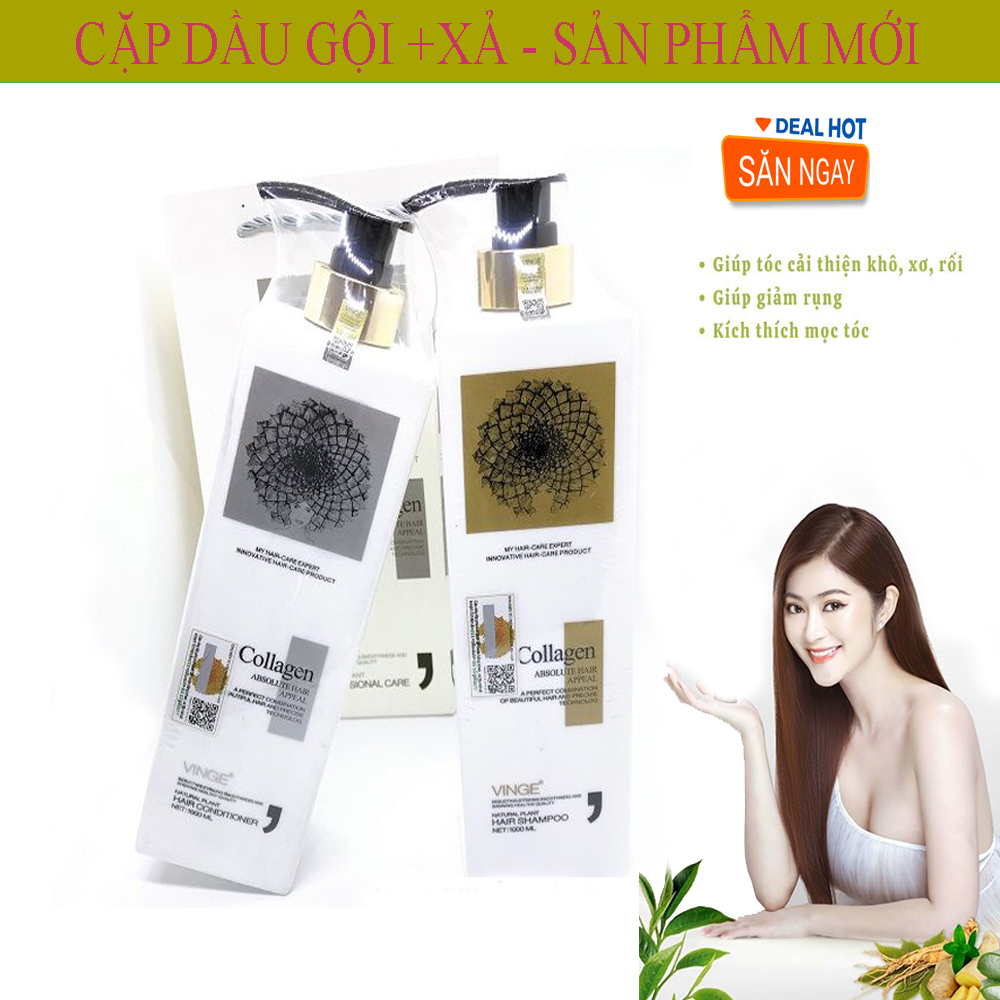 cặp dầu gội - xả collgen cao cấp cặp dầu gội collagenNgăn Ngừa Rụng Tóc  Nấm Ngứa Da Đầu Phục Hồi Tóc Hư TổnKhô Xơ và Chẻ Ngọn Giúp Tóc Chắc Khỏe