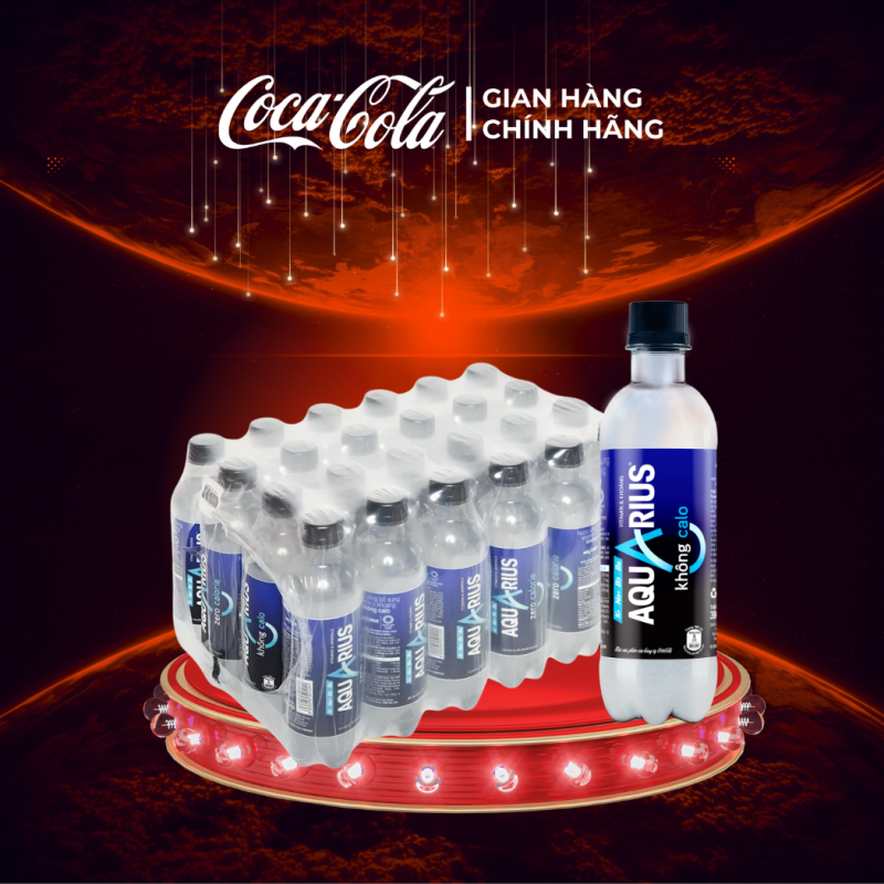 Lốc 24 Chai Nước Điện Giải Bù Khoáng Không Đường Aquarius Zero 390ml/Chai Sale 10.10 Coca-Cola Chính Hãng_LD