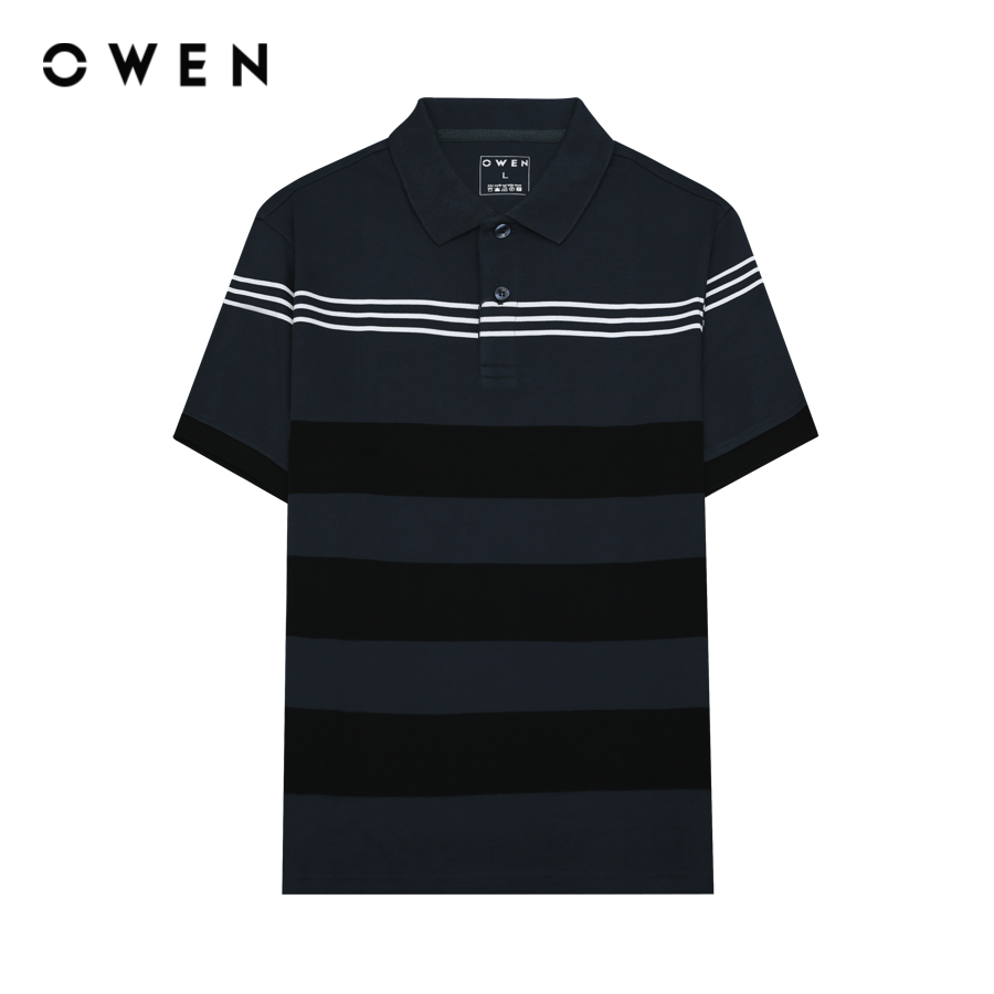 OWEN - Áo polo ngắn tay Body Fit APV233204 màu Trắng đen chất liệu CVC Spandex