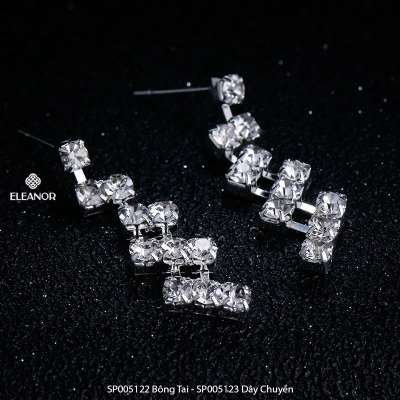 Dây chuyền bông tai nữ Eleanor Accessories bộ trang sức đính đá lấp lánh phụ kiện trang sức 5122