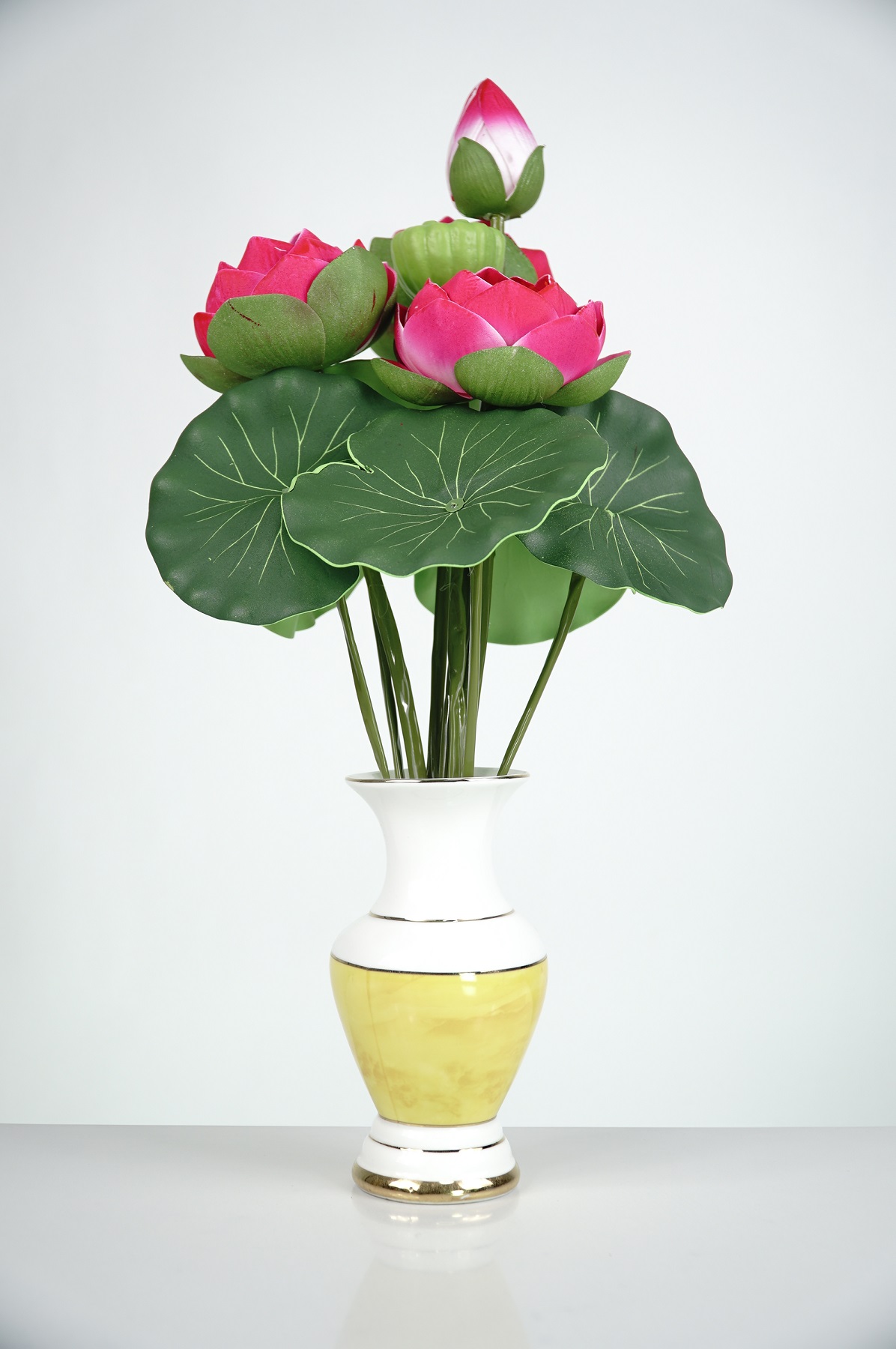 Bụi hoa sen giả hoa hồng đài xanh đẹp tự nhiên trưng bàn thờ cắm bình hoa trưng bày đẹp như thật - Nhiều cỡ