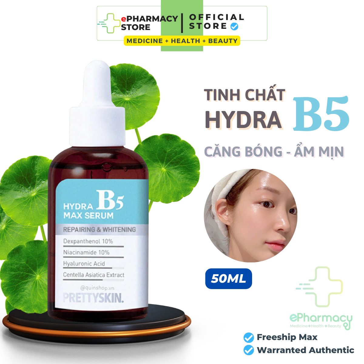 Serum B5 Prettyskin Dưỡng Trắng Da Căng Bóng - Tinh chất Hydra B5 Max Serum Pretty Skin 50ml