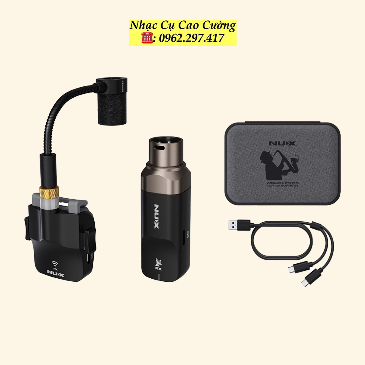 Mic Không Dây Cho Kèn Saxophone NUX-B6 Wireless System 2.4GHz Nhạc Cụ Cao Cường