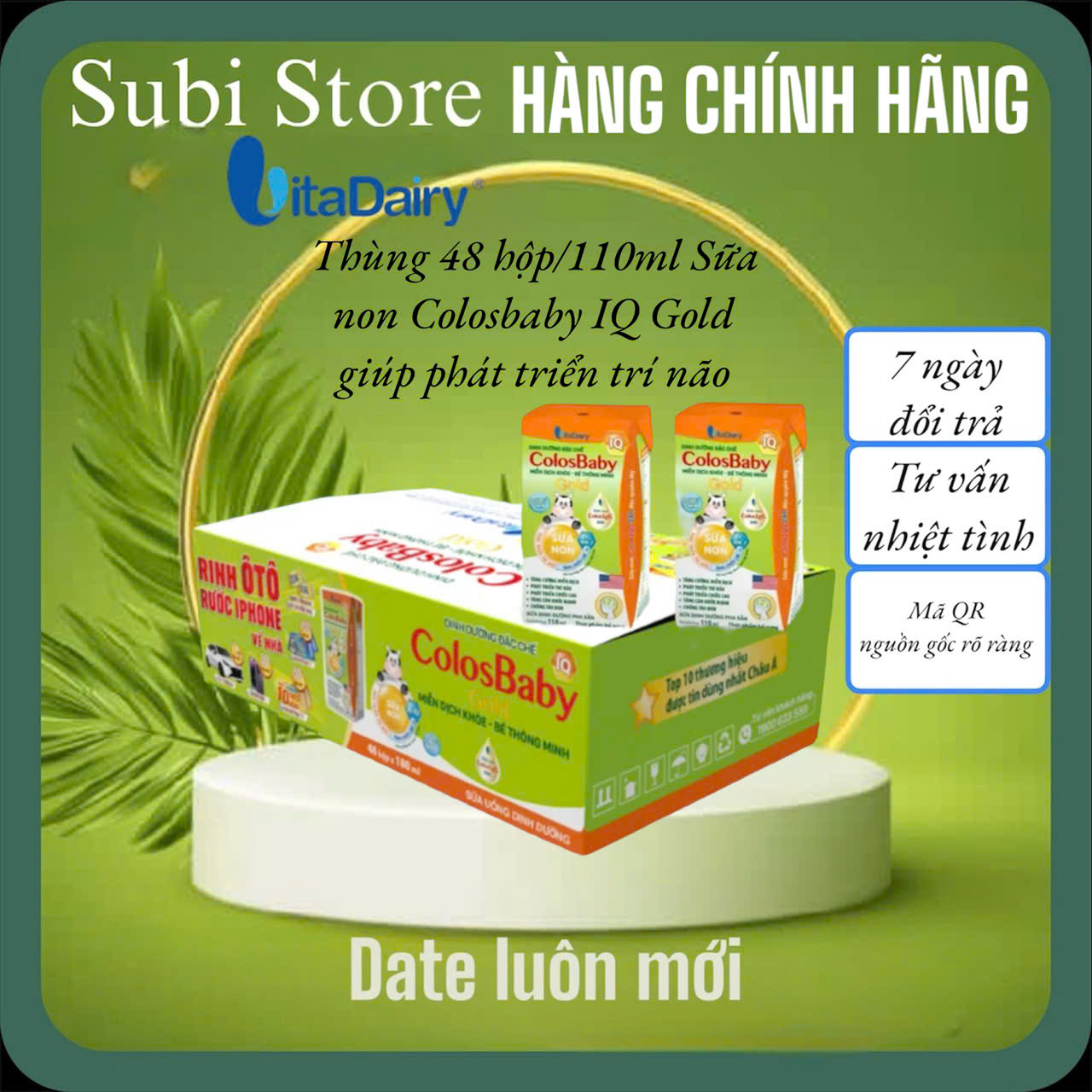 [Có Thẻ Cào] Thùng 48 Hộp Sữa Pha Sẵn ColosBaby IQ Gold 110ml