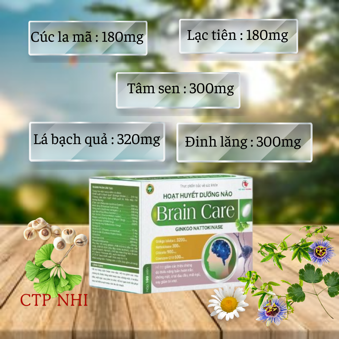 (Mua là có quà) Viên uống bổ não Brain Care Gingko Nattokinase