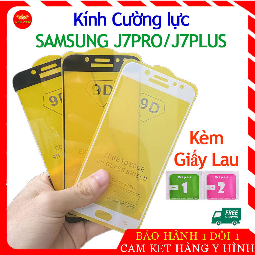 Kính Cường Lực Samsung J7 Pro- J7 plus - Kính Cường Lực 9D Full Keo Samsung Galaxy J7Pro J7Plus full màn miếng dán màn hình điện thoại tặng kèm giấy lau