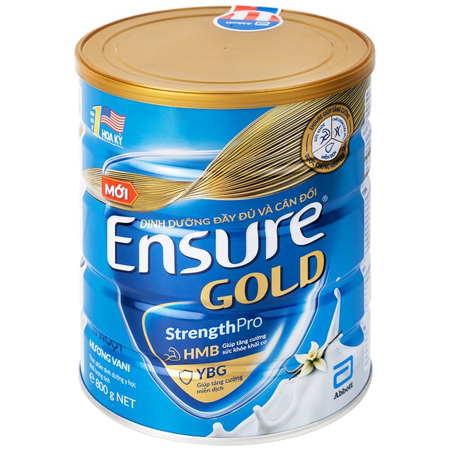 Sữa bột Ensure Gold StrengthPro Abbott hương vani ít ngọt tăng cường sức khỏe khối cơ tăng miễn dịch