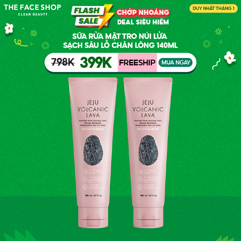 Combo 2 Sữa Rửa Mặt Làm Sạch Lỗ Chân Lông Thefaceshop Jeju Volcanic Lava Anti Dust Pore Cleansing Fo